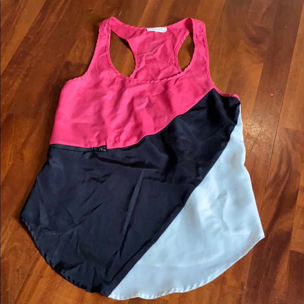 Sugar lips pink black and white tank top blouse